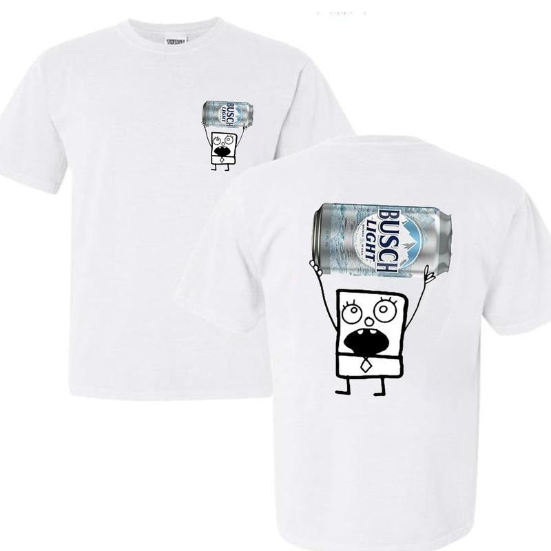 Funny D00dleBod Lifting Busch Light Can T-shirt, Busch Light Beer Lover Shirt, Unisex Cotton Fit, Gift for Dad Mom