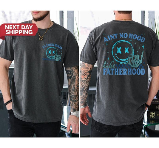 Funny Dad Ain't No Hood Like Fatherhood Funny Fathers Day Trendy Shirt Sarcastic Retro Shirt Gift For Dad Fatherhood Shirt Cool Dad Club TK43GN