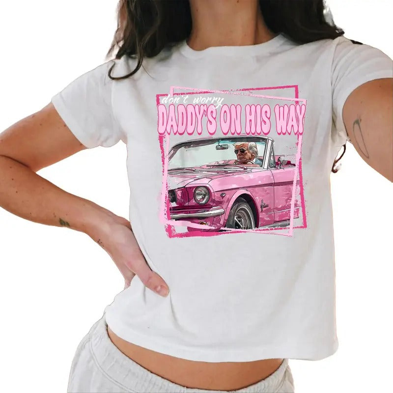 Funny Daddy'S Home Trump Pink 2024 Take America Back 2024 Baby Tee Casual Comfort