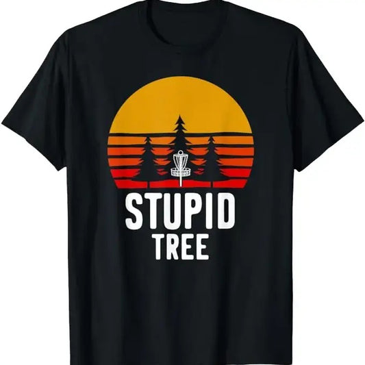 Funny Disc Golf T-Shirt, Gift for Disc Golfers, Retro Disc Golf Stupid Tree Funny Frisbee Golf Gift T-Shirt Menswear Top Underwear