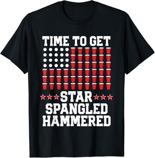 Funny Drinking Shirts, 4th Of July T-Shirt Gift Beer Pong American Flag Menswear Top | Funny Shirts For Night Out Casual Classic