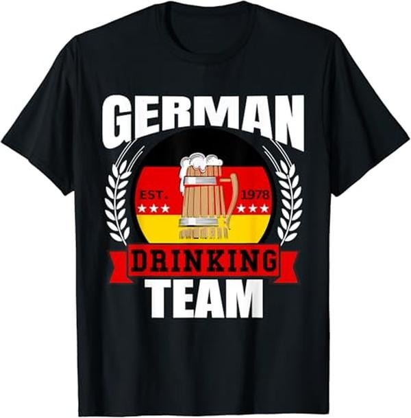 Funny Drinking Shirts, German Drinking Team Germany Flag Funny Oktoberfest Gift T-Shirt Menswear Top | Funny Shirts For Night Out Casual Classic
