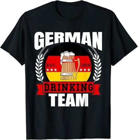 Funny Drinking Shirts, German Drinking Team Germany Flag Funny Oktoberfest Gift T-Shirt Menswear Top | Funny Shirts For Night Out Casual Classic