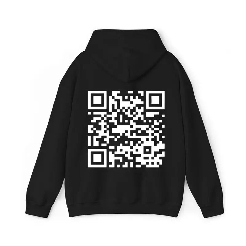 Funny FU QR Code Back Side Hoodie, QR Code Back Side Hoodie, Gifts, Gift For Her, Gift For Him, Classic Fabric Top Clothing Cotton