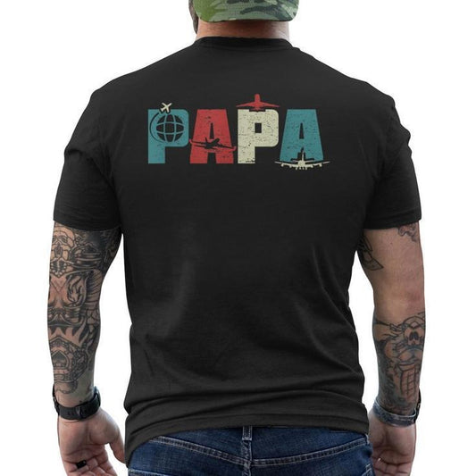 Funny Fathers Day Shirts, Gift for Dad, Papa Pilot Dad Aviation Flying Airplane Lovers Men's T-Shirt Back Print - Casual Basic Smooth