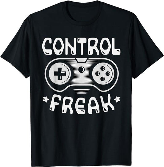 Funny Gamer Shirts, Special Gifts For Gamers, Control Freak Funny Gaming Video Games T-Shirt Menswear Top Casual Classic