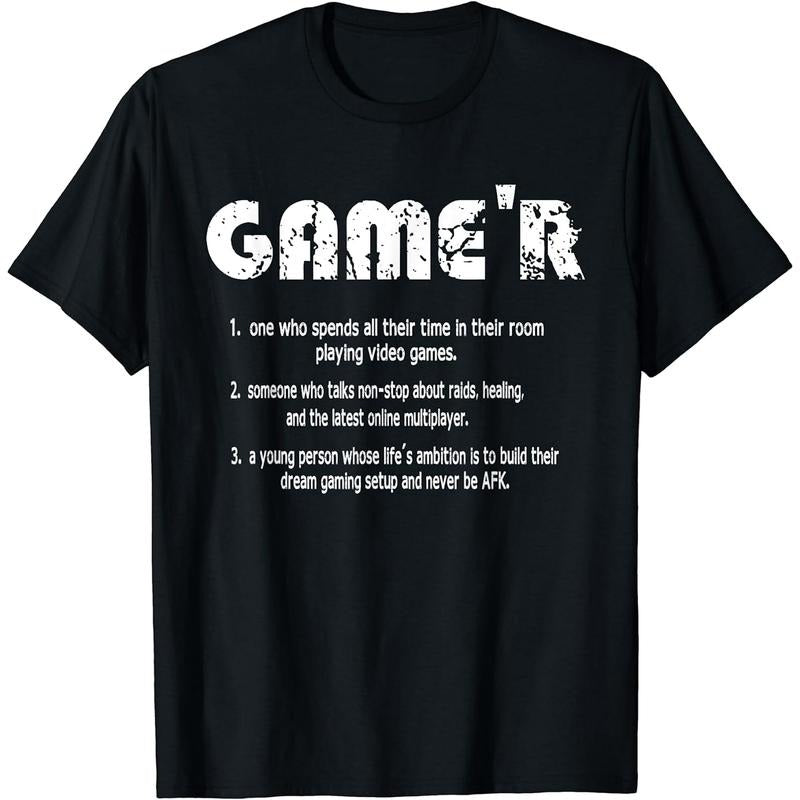 Funny Gamer Shirts, Special Gifts For Gamers, Funny Gamer Definition Video Games Gaming Teen Boys T-Shirt Menswear Top Casual Classic