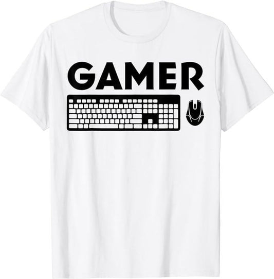 Funny Gamer Shirts, Special Gifts For Gamers, Funny PC Gamer Keyboard Video Computer Gaming Lovers Outfit T-Shirt Menswear Top Casual