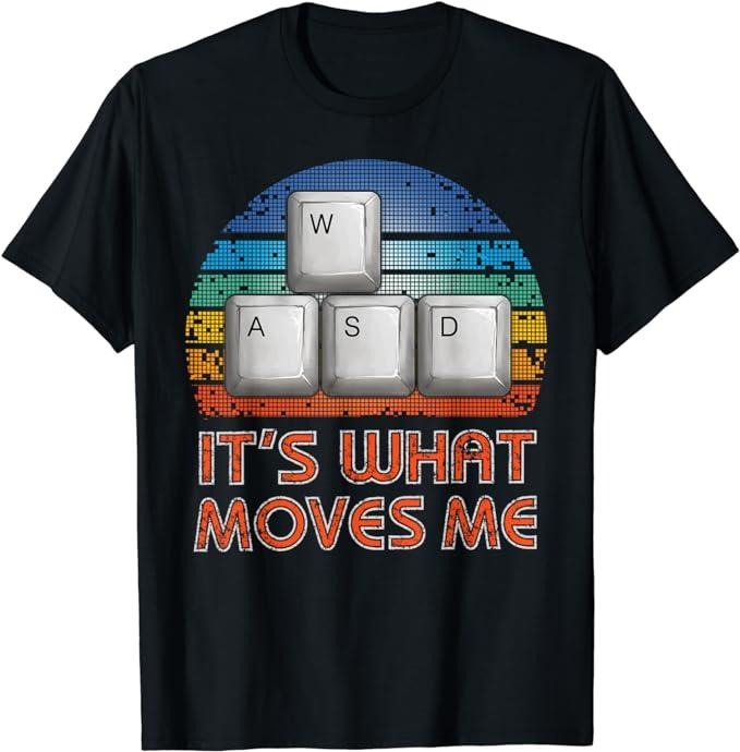 Funny Gamer Shirts, Special Gifts For Gamers, Vintage WASD PC Gamer T-Shirt - Classic Fit Menswear Casual Cotton