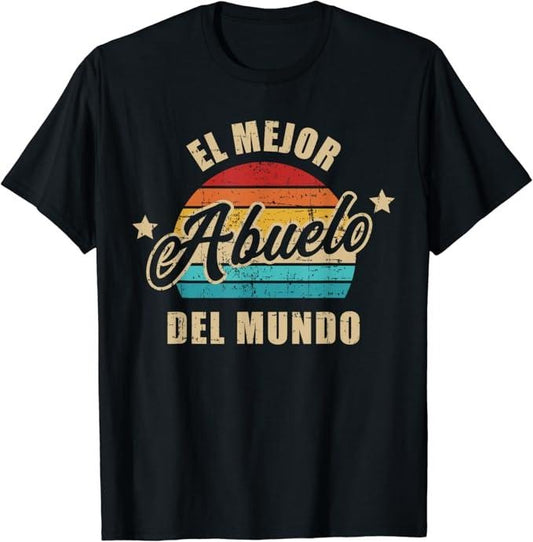 Funny Grandpa Shirt, Gift For Grandfather, El mejor abuelo del mundo vintage retro T-Shirt Menswear Casual Cotton Top