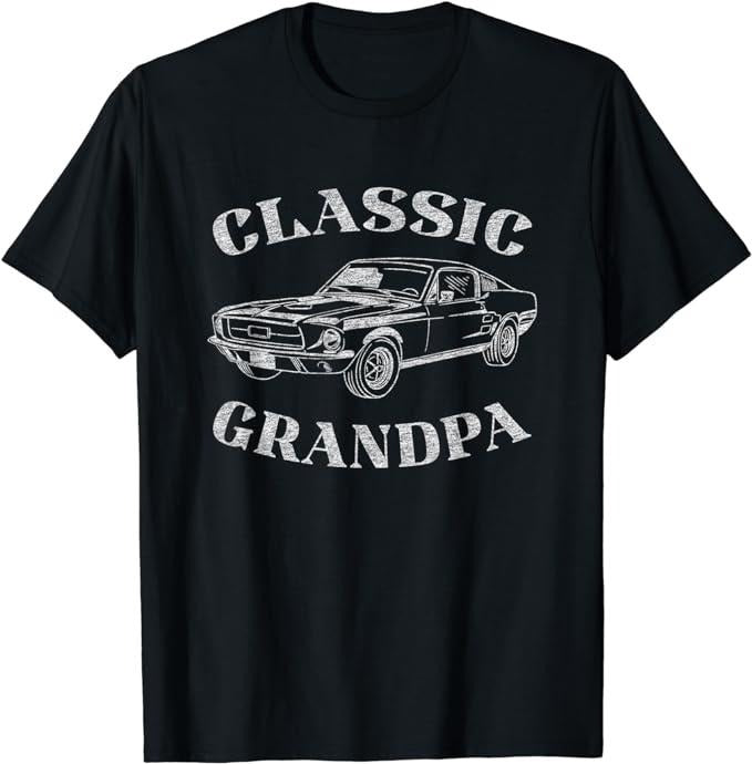 Funny Grandpa Shirt, Gift For Grandfather, Funny Grandpa Classic Car Graphic T-Shirt Menswear Casual Cotton Top
