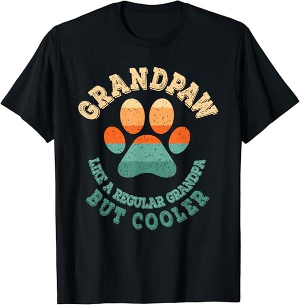 Funny Grandpa Shirt, Gift For Grandfather, Grand Paw Retro T-Shirt Menswear Casual Cotton Top