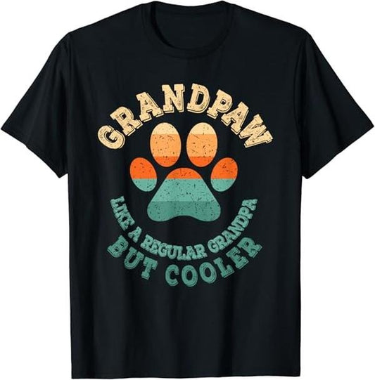 Funny Grandpa Shirt, Gift For Grandfather, Grand Paw Retro T-Shirt Menswear Casual Cotton Top