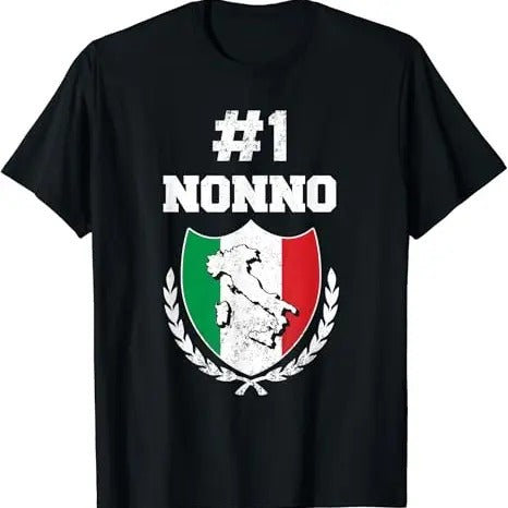 Funny Grandpa Shirt, Gift For Grandfather, Number One Nonno Italian Grandfather Funny Grandpa T-Shirt Menswear Casual Cotton Top