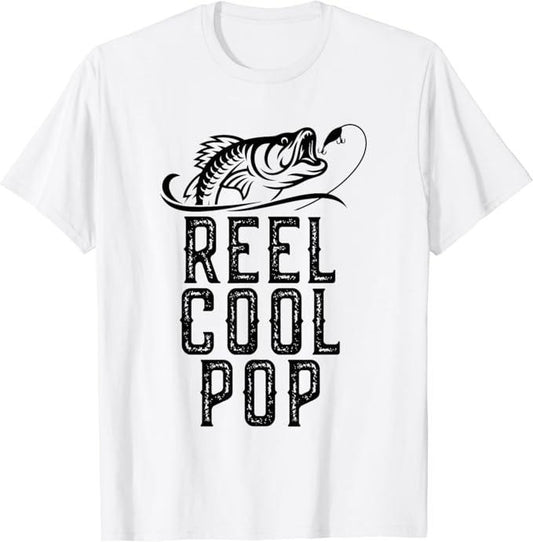 Funny Grandpa Shirt, Gift For Grandfather, Reel Cool Pop Fishing Fisherman Funny Retro T-Shirt Menswear Casual Cotton Top