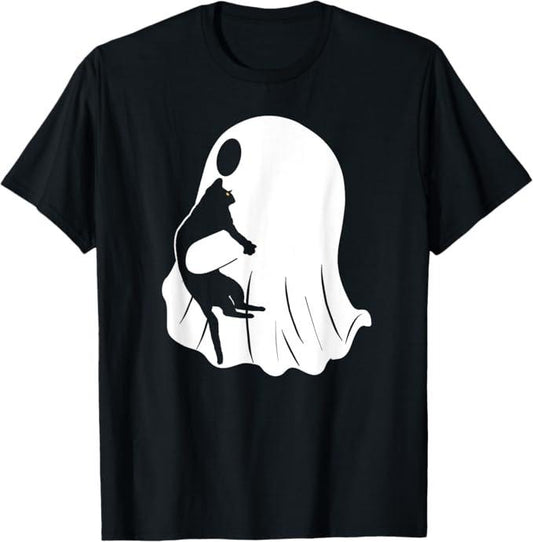 Funny Halloween Shirts For Men, Ghost Cat Halloween Costume Black Cat T-Shirt Menswear - Available from size S to 5XL