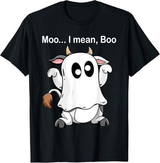 Funny Halloween Shirts For Men, Ghost Cow Moo I Mean Boo Halloween Outfit Funny Cow Lover T-Shirt Menswear - Available from size S to 5XLstyle{n002}2
