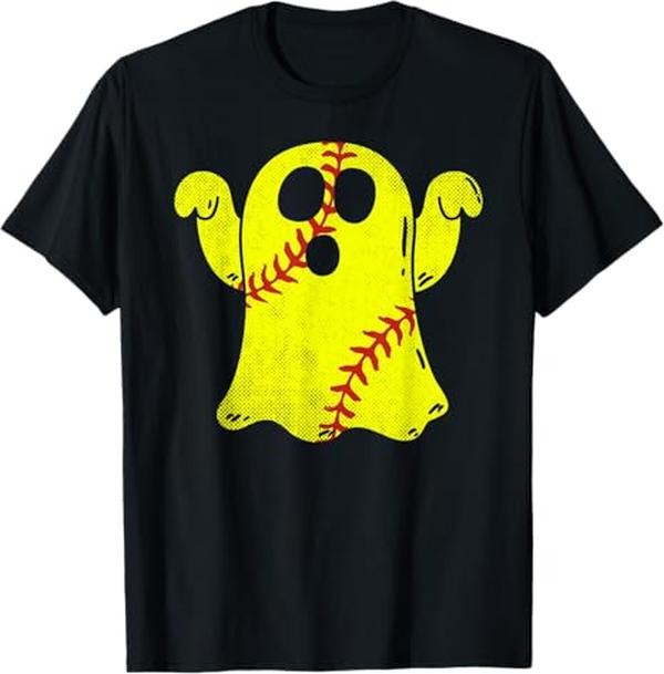 Funny Halloween Shirts For Men, Softball Ghost Softball Lover Halloween Costume T-Shirt Menswear - Available from size S to 5XL