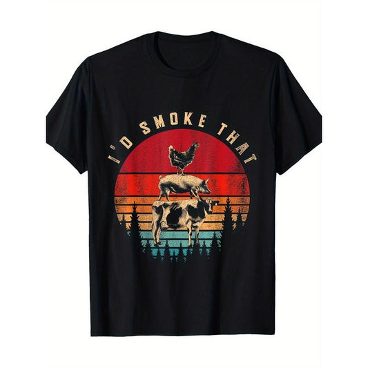 Funny Id Smoke That Barbecue Chef Grillmaster Gift Retro BBQ T-Shirt 100%Cotton - 220g made in usa