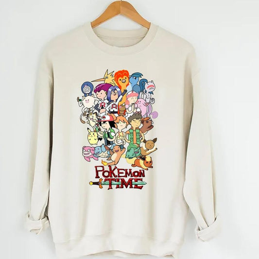 Funny Meme Pokemon Time Sweatshirt T-Shirt Hoodie, Pokemon Meme Shirt, Streetwear, Gift For Her, Anime Shirt Cotton Fabric