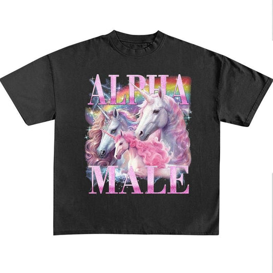 Funny Meme Shirt, Alpha Male Unicorn Ironic Vintage 90s Shirt, Retro Funny Rainbow Unisex Shirt, Funny Weird Meme Gift, Funny Graphic Meme Quote Merch
