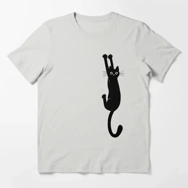 Funny Meme Shirt, Black Cat Holding On Essential T-Shirt Casual Classic