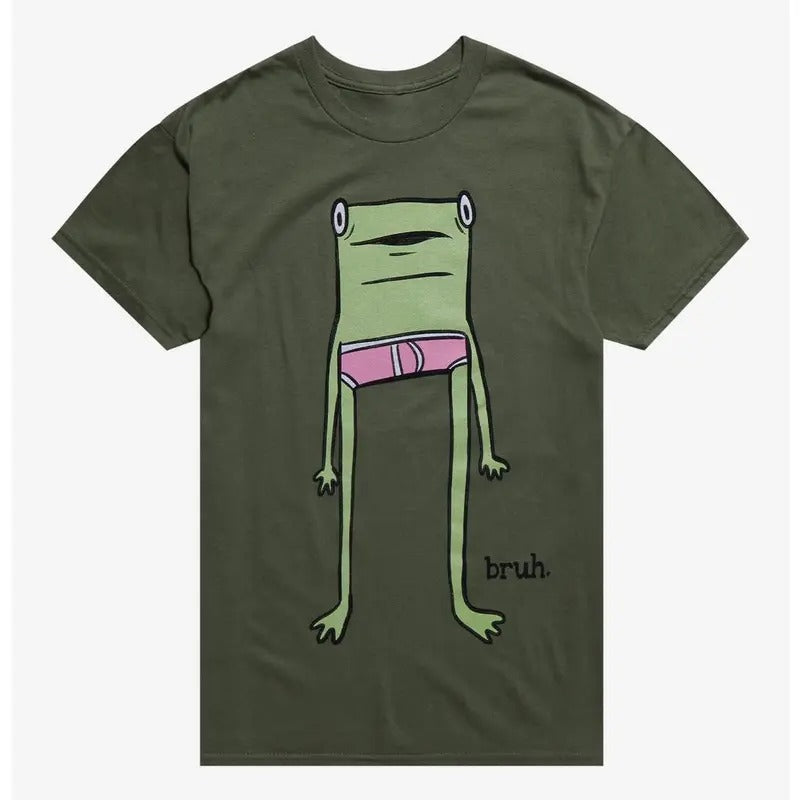 Funny Meme Shirt, Bruh Frog T-Shirt By Michael Olson Art Casual Classic