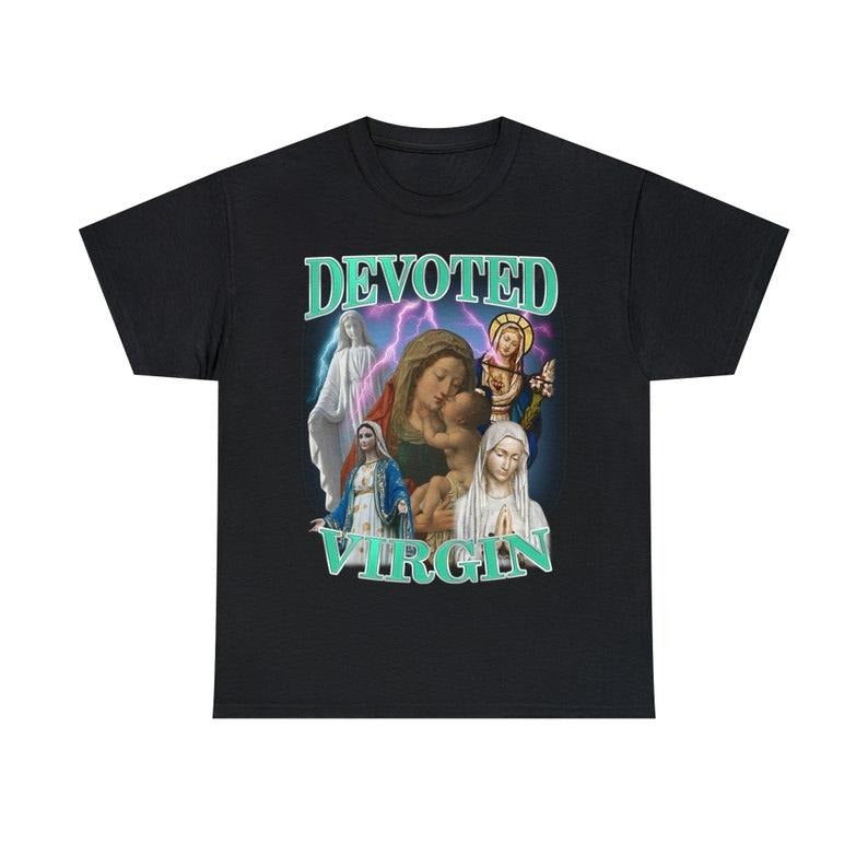 Funny Meme Shirt, Devoted Virgin Vintage Tee, Gift Unisex T-Shirtstyle{n002}2