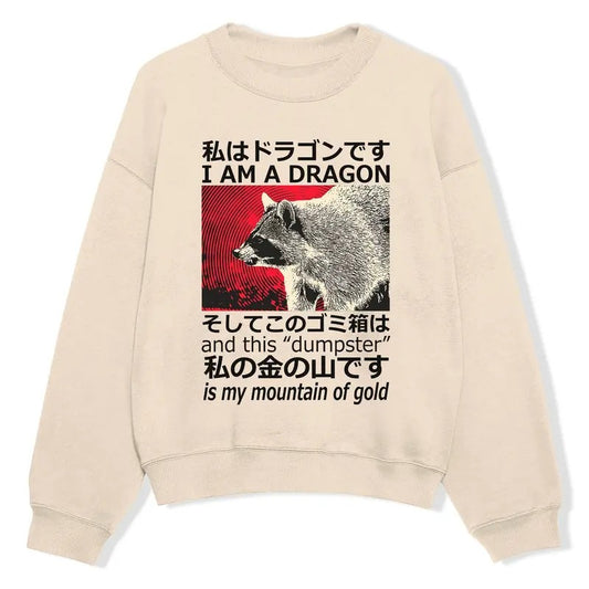 Funny Meme Shirt, I Am Dragon Raccoon Shirt, Dragon Raccoon Japanese Shirt, Japanese Raccoon Meme Funny Outfit, Vintage 90s Unisex Comfort Colors Gift