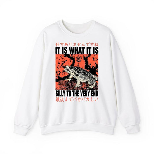 Funny Meme Shirt, It Is What It Is Silly To The Very End Sweatshirt, Vintage Japanese Frog Quote Merch, Animal Outfit, Retro 90s Unisex Comfort Gift