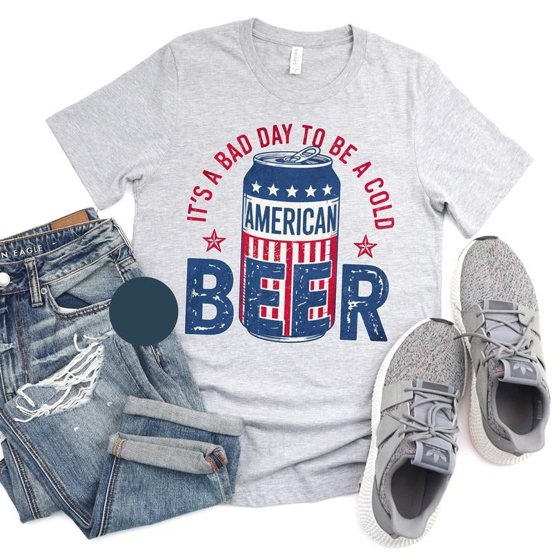Funny Meme Shirt, It's A Bad Day To Be A Cold Beer Shirt, Gift Unisex T-Shirt, Sober Tee, Drinking Days boys  merch good  graphic  tees Men's Graphic Round Neck T-shirt