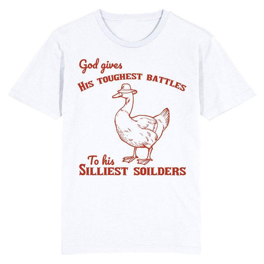 Funny Meme Shirt, Silly Duck, Silly soldiers, does he Tee, Gift Unisex T-Shirt