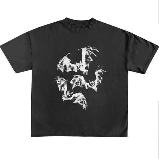 Funny Meme Shirt, Three Bats Vintage 90s Style Bat Shirt, Washed Retro Gothic Tee, Unisex Adult Grunge 2000s Shirt, Dark Art Horror Merch