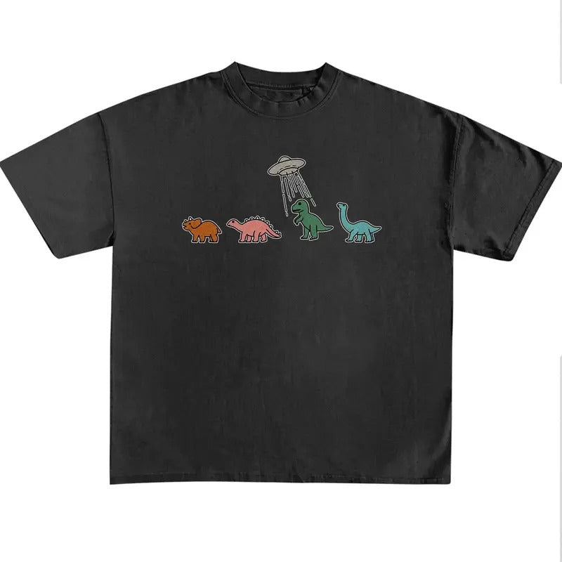 Funny Meme Shirt, UFO Dinosaur Shirt, Vintage 90s Shirt, Retro Rainbow Unisex Shirt, Funny Weird Shirt, Quirky And Humorous Quote Merch Gift