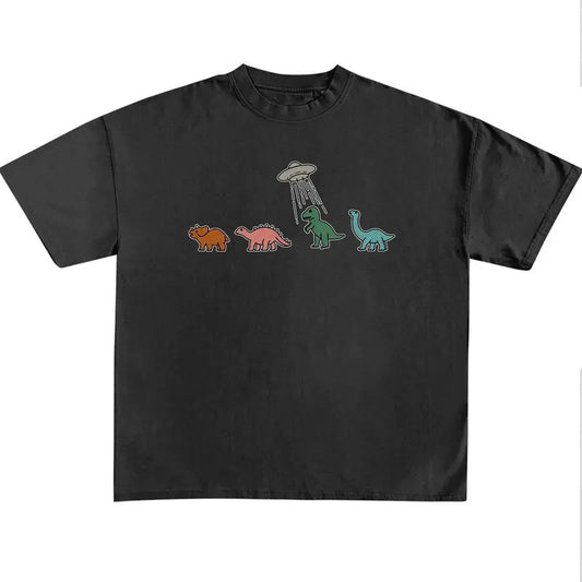 Funny Meme Shirt, UFO Dinosaur Shirt, Vintage 90s Shirt, Retro Rainbow Unisex Shirt, Funny Weird Shirt, Quirky And Humorous Quote Merch Gift