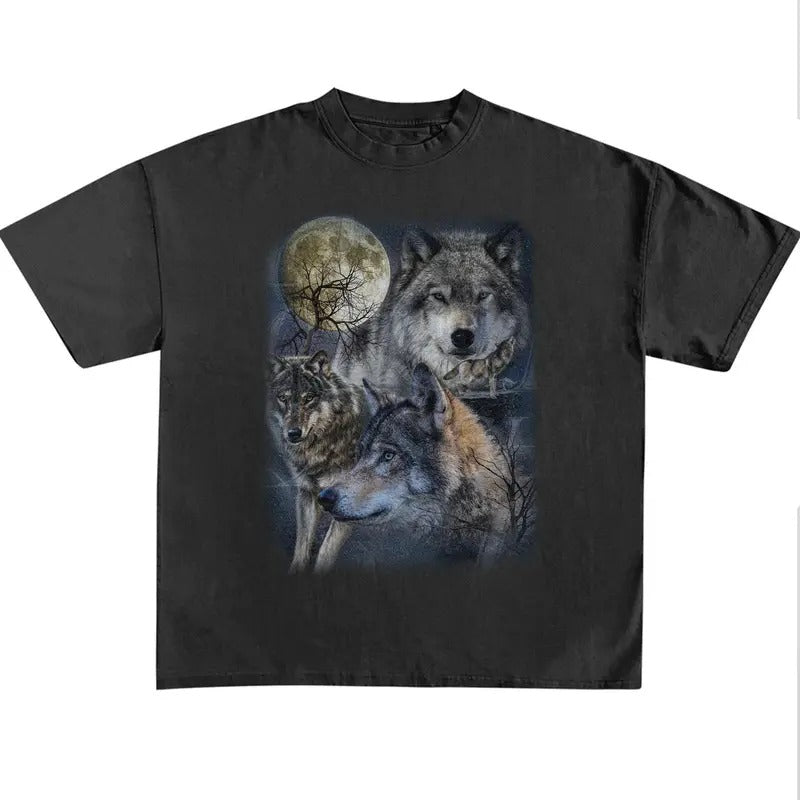 Funny Meme Shirt, Wolf Vintage Shirt, Retro Wolf Mystical Tee, Cute Wolf Merch, Cozy Warm Unisex Shirt, Wolf Moon Tee Gift