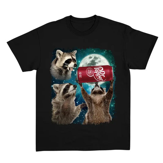 Funny Meme Three Raccoons Dr Pepper Vintage Graphic Shirt, Retro Raccoon Moon Shirt, Raccoon Lovers, Raccon Tee, Oversized Washed Tee, Raccoon Gift