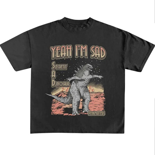 Funny Meme Yeah I'm Sad Shirt, Unisex Classic Cotton Tee, Retro Vintage Graphic Tee, Unisex Vintage Style Humorous Quote Merch Gift