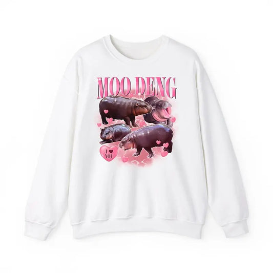 Funny Meme, Moo Deng Meme Shirt, Vintage Bootleg Moo Deng Tee, Funny Baby Hippo T-Shirt, Viral Internet Animal Meme, Cute Thailand Pygmy Hippo Tee
