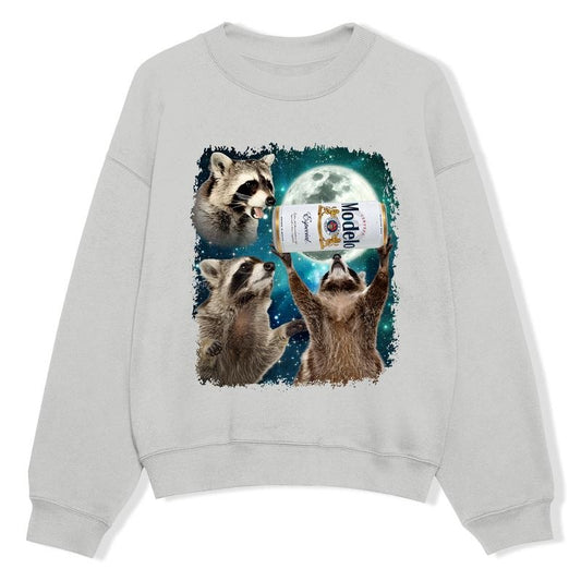 Funny Meme, Three Raccoons Modelo Vintage Sweatshirts, Retro Moon Sweatshirt, Raccoon Lovers, Funny Raccon, Unisex Comfort Merch, Raccoon Gifts
