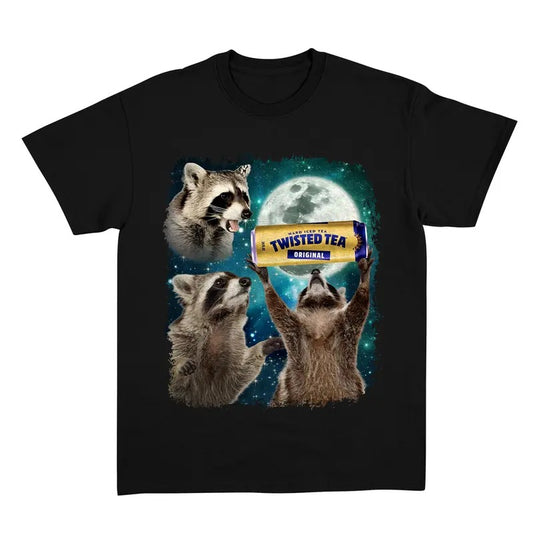 Funny Meme, Three Raccoons Twisted Tea Vintage Graphic T-shirts, Retro Raccoon Moon Tshirt, Raccoon Lovers, Funny Raccon Tee, Oversized Washed Tee