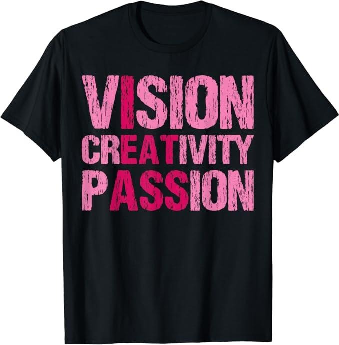 Funny Men Shirts, Vision Creativity Passion Funny Vintage T-Shirt Menswear Top Casual Cotton Fashion Basic