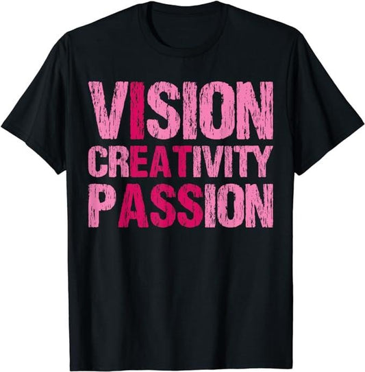 Funny Men Shirts, Vision Creativity Passion Funny Vintage T-Shirt Menswear Top Casual Cotton Fashion Basic