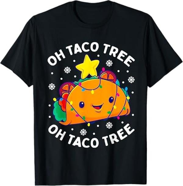 Funny Mexican Christmas Shirt, Christmas Gift, Oh Taco Tree Christmas Cute Xmas Mexican Food Lover Gift T-Shirt - Menswear Top