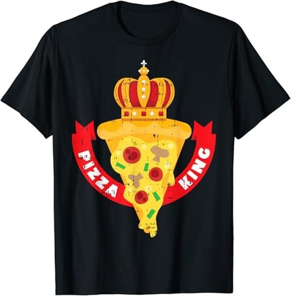 Funny Mexican Shirts, Pizza King Crown Funny Mexican Cinco De Mayo T-Shirt Menswear Top Casual Classic