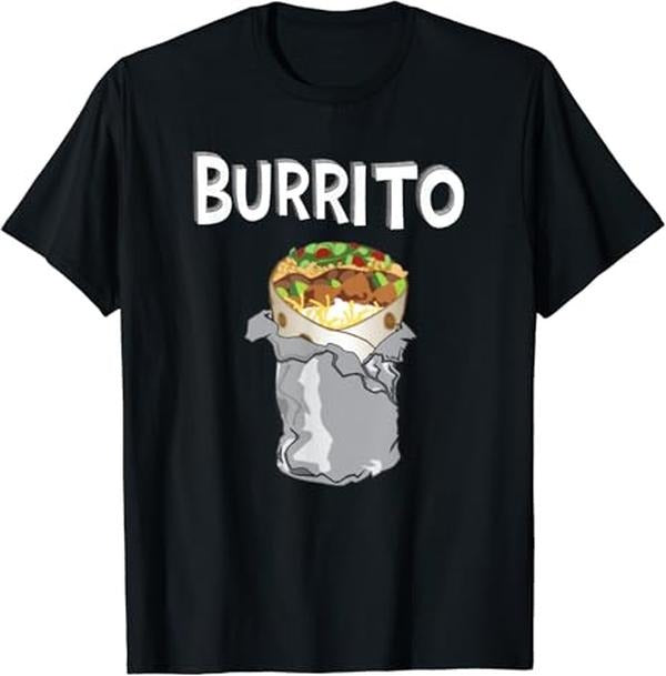 Funny Mexican Shirts, Steak Burrito Cartoon Funny Mexican Food Love Gift T-Shirt Menswear Top Casual Classic