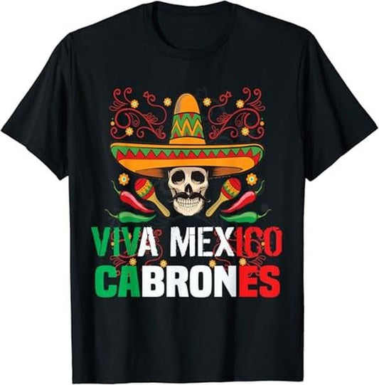 Funny Mexican Shirts, Viva Mexico Cabrones Funny Mexican T-Shirt Menswear Top Casual Classic