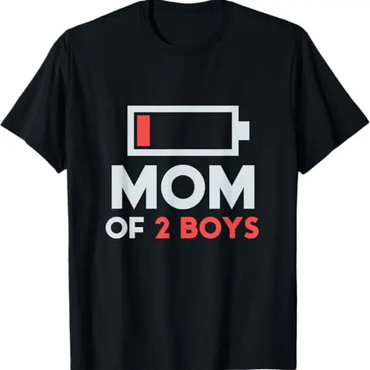 Funny Mother Shirts, Gift For Mom, Mom of 2 Boys Gift from Son Mothers Day Birthday Women T-Shirt - Menswear Top