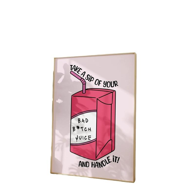 Funny Preppy Pink Trendy Retro Wall Art Bad B*Tch Print Pink Retro Wall Art Poster Trendy Pink Wall Prints, Dorm Decor, Gifts For Family Friends Wall Decor, Poster Prints No Frame, Wall Art Home Decor, Big Wall Art, Gifts For Birthday Christmas Xmas