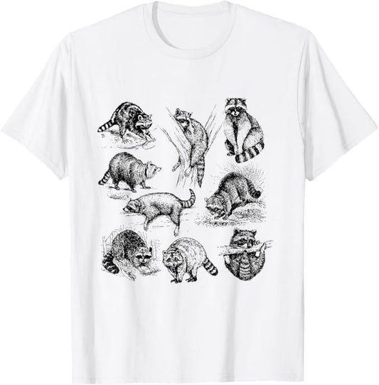 Funny Raccoon Shirt, Cute Raccoon Drawing Portrait Sketch Wild Trash Panda Funny T-Shirt For Men - Available from size S to 5XL Vintage Raccoon